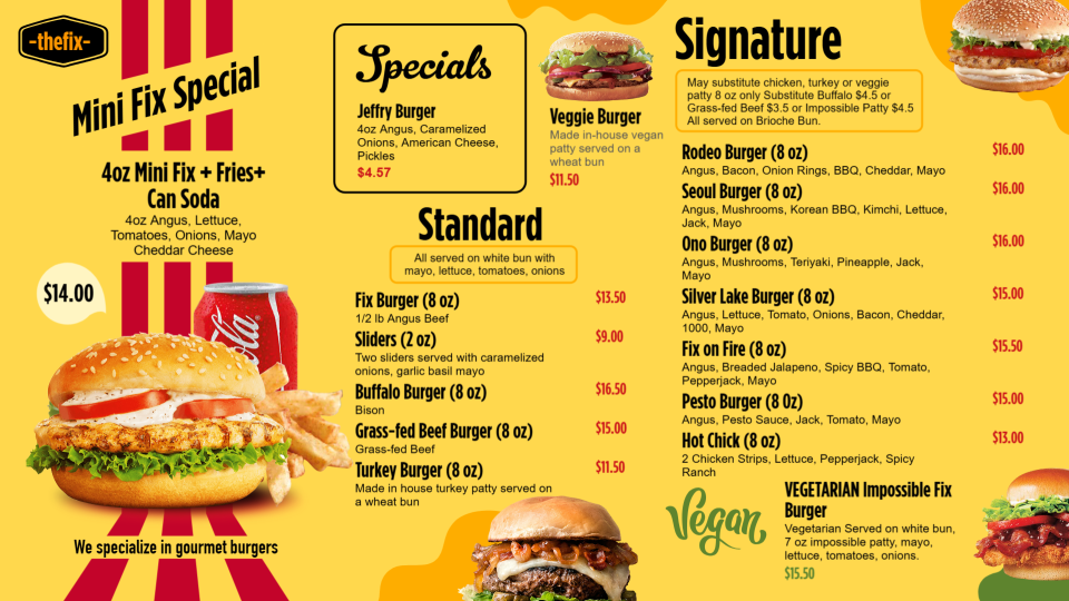 KFC Style Burger Menu Design