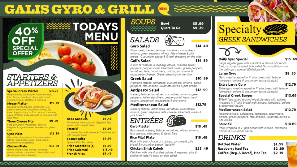 Gyro Menu Design