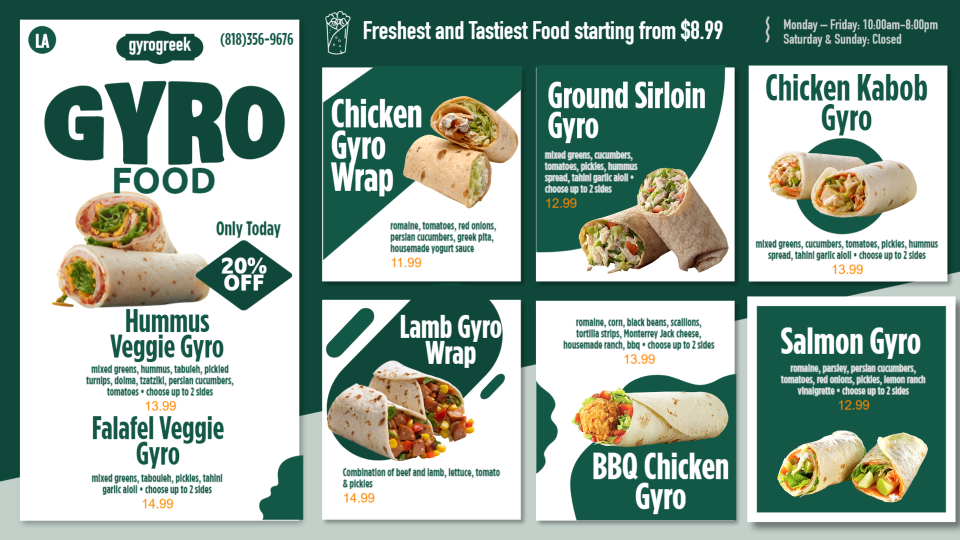 Customizable Gyro Menu Customizable Gyro Menu