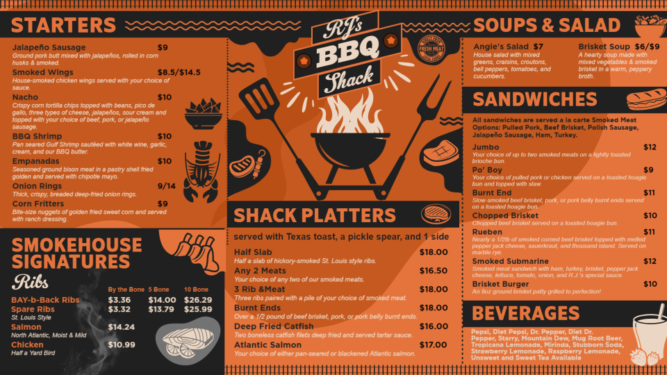 Retro BBQ menuboard design Retro BBQ menuboard design