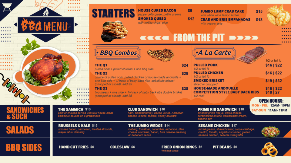 BBQ menu design for digital signage BBQ menu design for digital signage