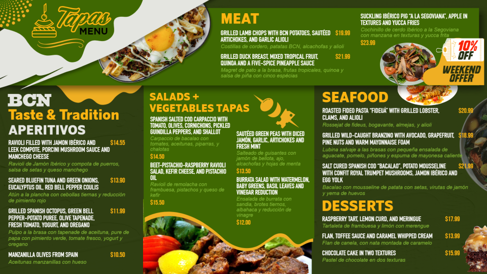 Signage tapas Menu Template Signage tapas Menu Template