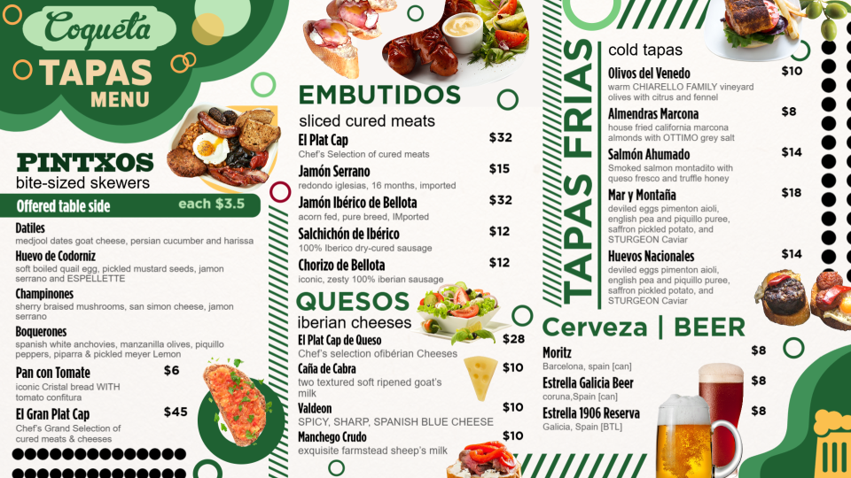 Simple Tapas Menu