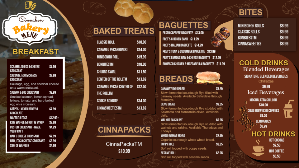 Simple Bakery Menu