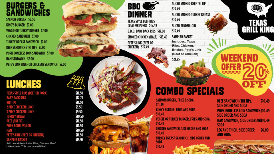 Grill Creative Menu board Design