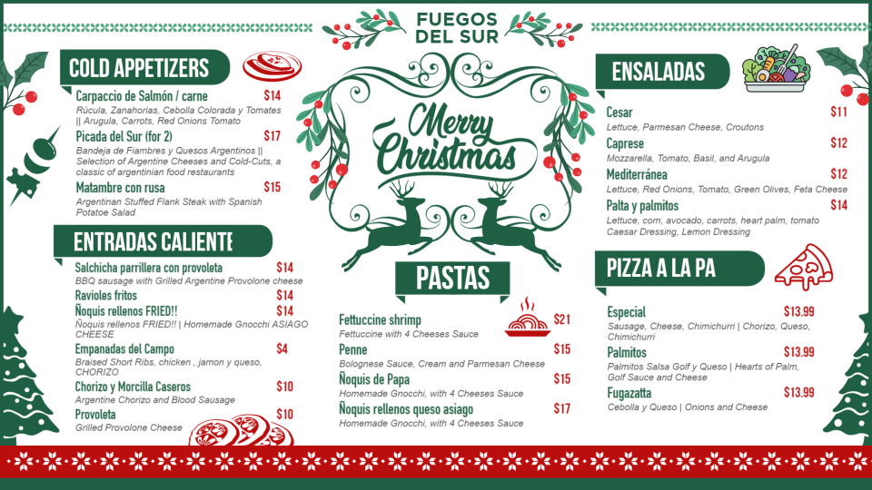 Simple Christmas Day Menu Board Design