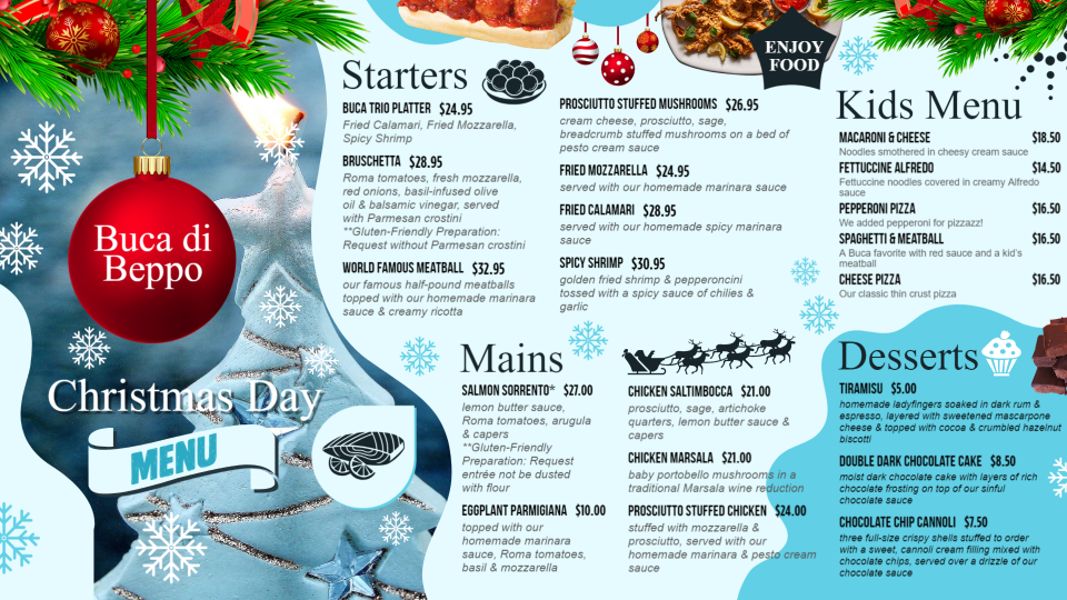 Creative Christmas Day Menu Template