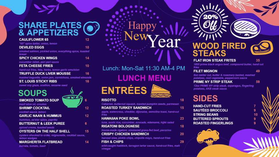 Creative New Year Menu Design