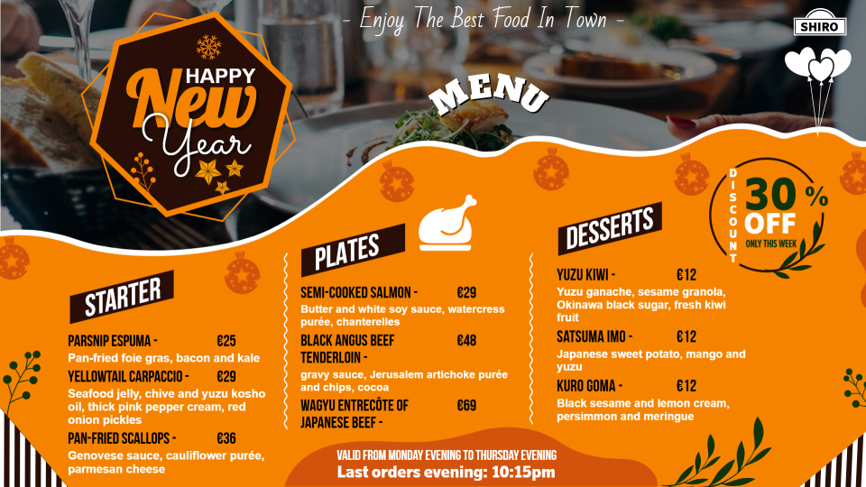 Customizable New Year Menu Template Customizable New Year Menu Template