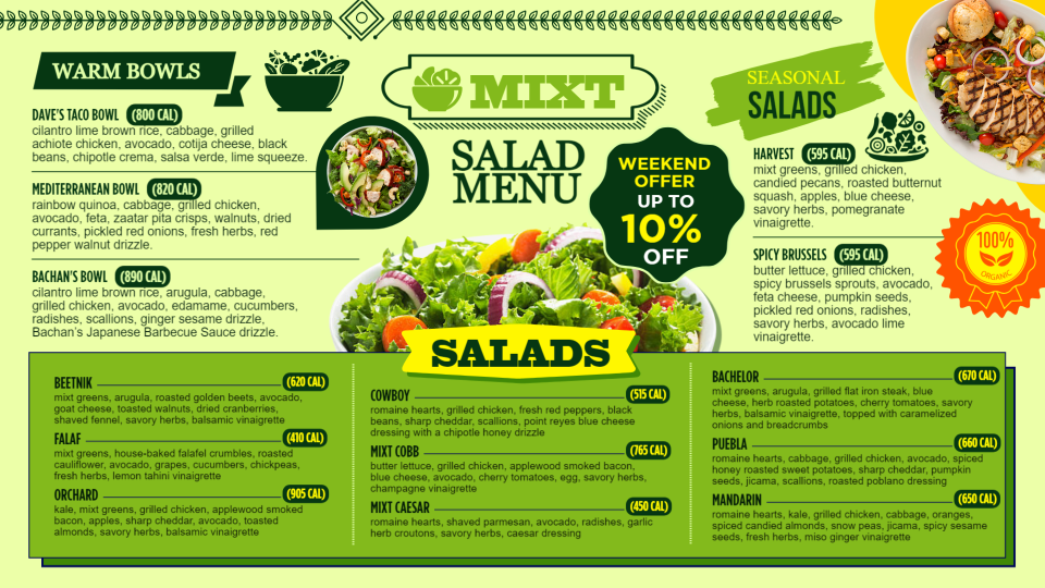 Salad Menu Idea Salad Menu Idea