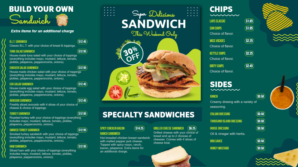 Creative Sandwich Menu Template