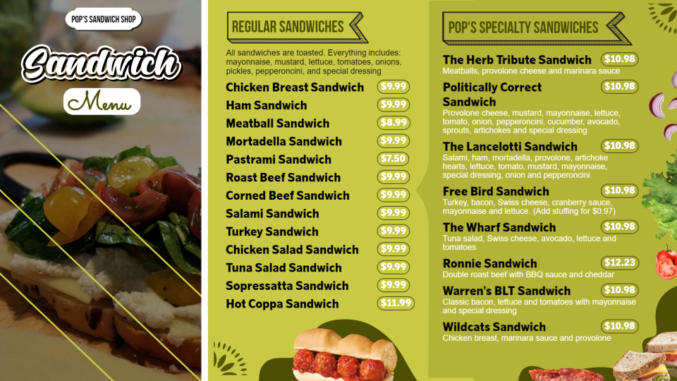 Editable Free Sandwich Menu Template Editable Free Sandwich Menu Template