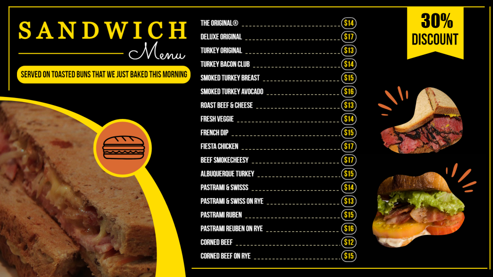 Simple Sandwich Menu Board Design
