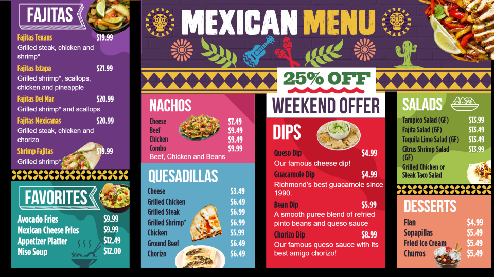 Creative Mexican Menu Board Design Creative Mexican Menu Board Design