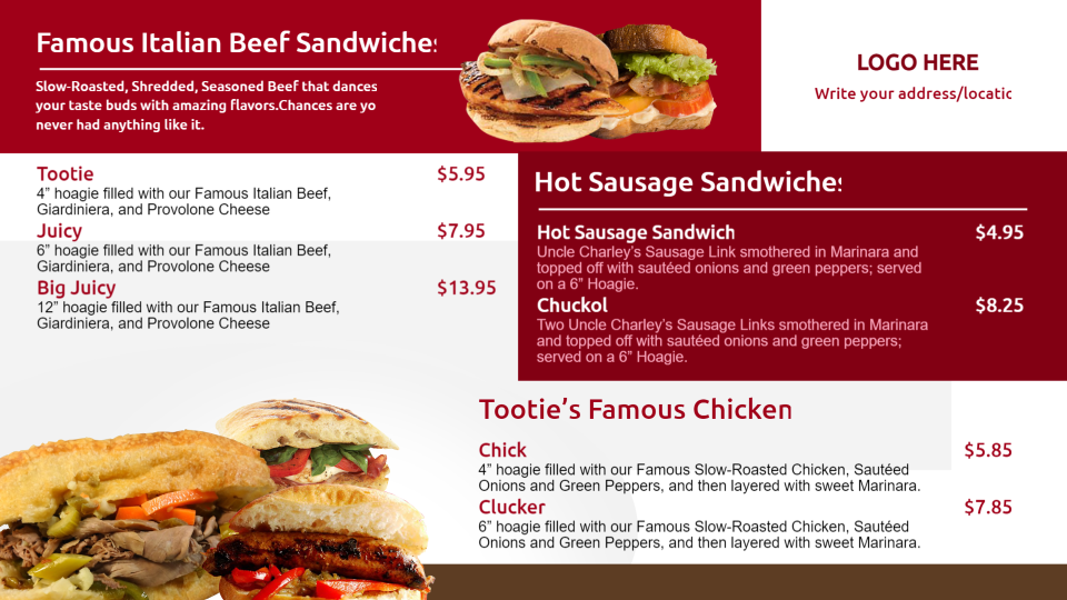 Restaurant menu templates