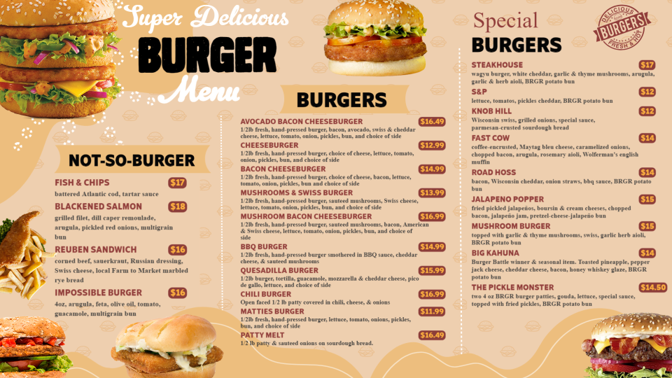 Simple Burger Menu Bord Design Simple Burger Menu Bord Design