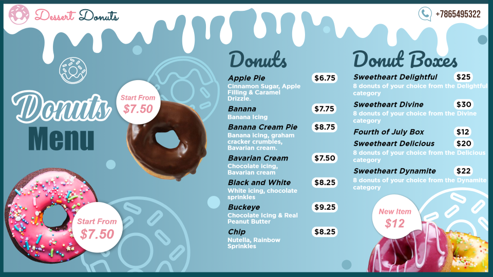 Creative Donuts Menu Design