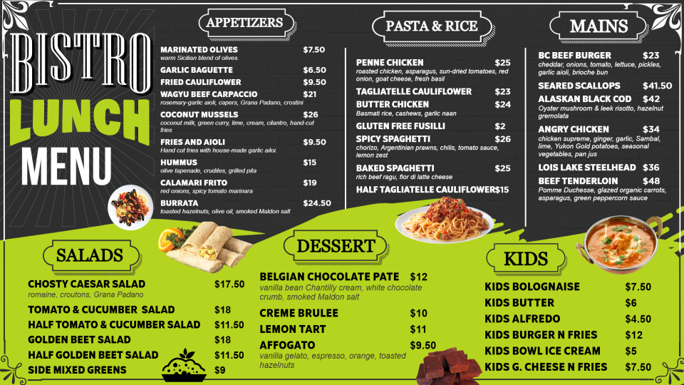 Simple Bistro Menu Board Design Simple Bistro Menu Board Design