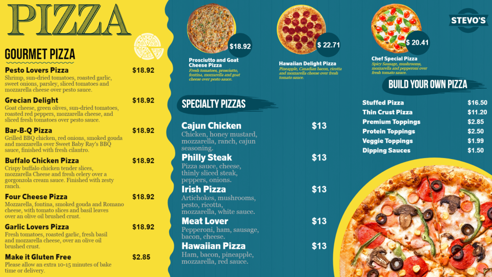 Simple Pizza Menu Board Design