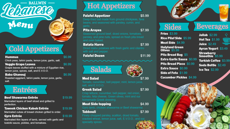 Creative Lebanese Menu Board Design