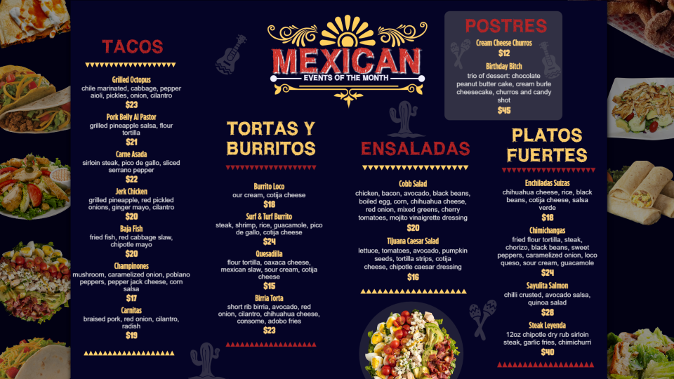 Editable Mexican Menu Template Editable Mexican Menu Template