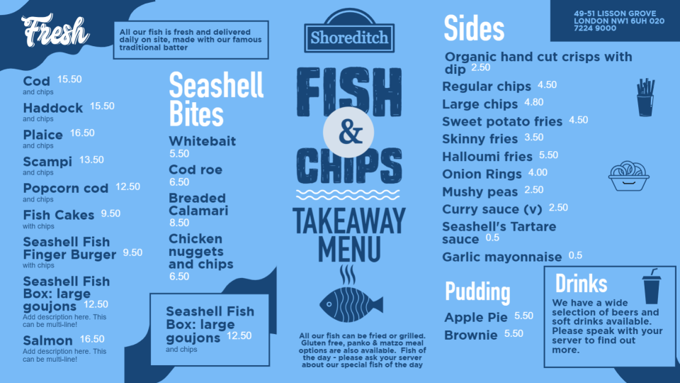 Fish Chips Menu Images