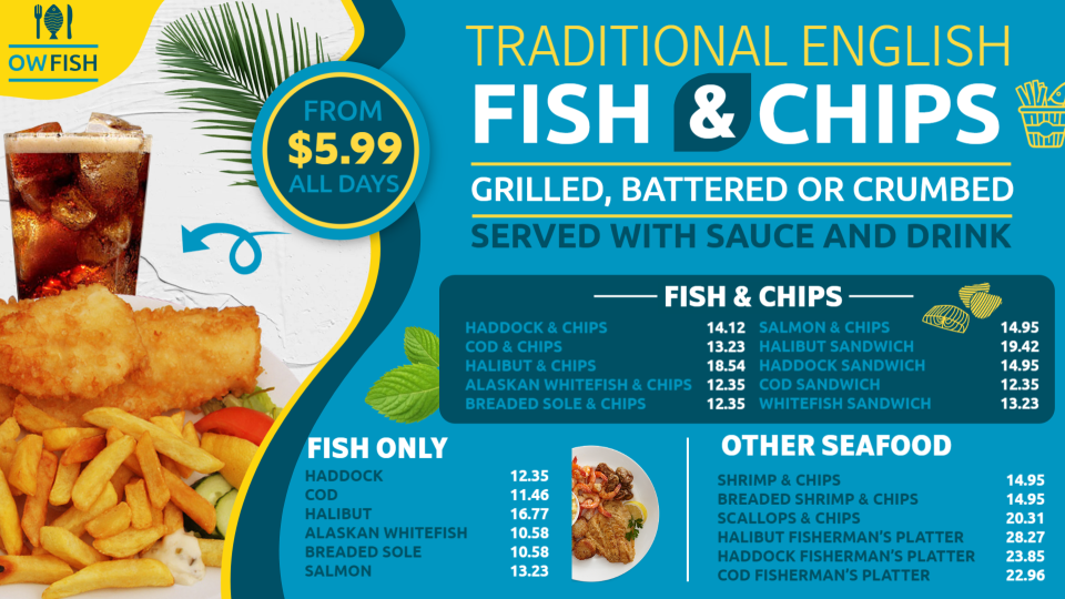Editable Fish And Chips Menu Design