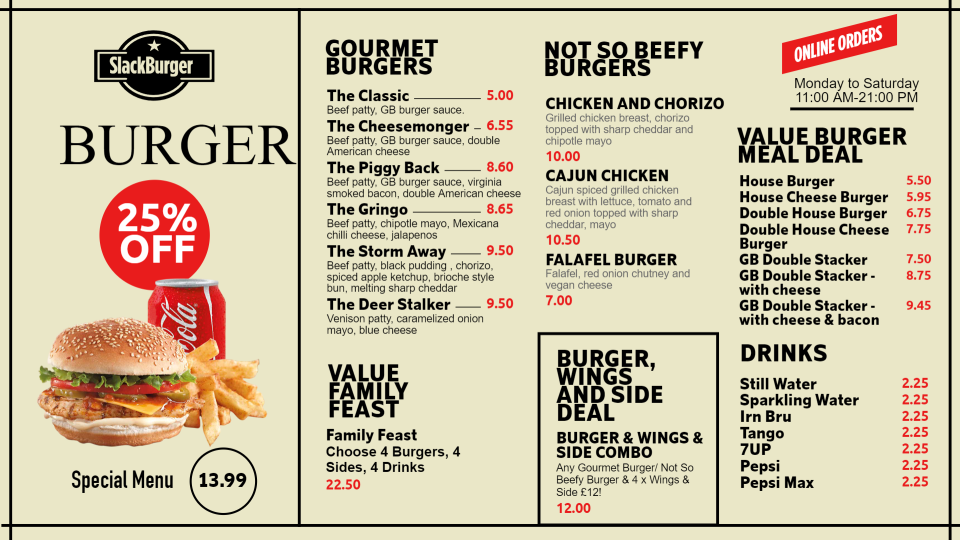 Simple Burger Menu Design Simple Burger Menu Design