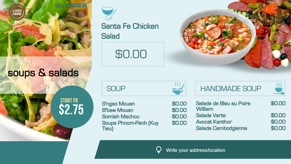 Salad bar menu