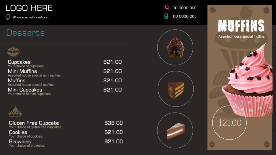 black Bakery menu template