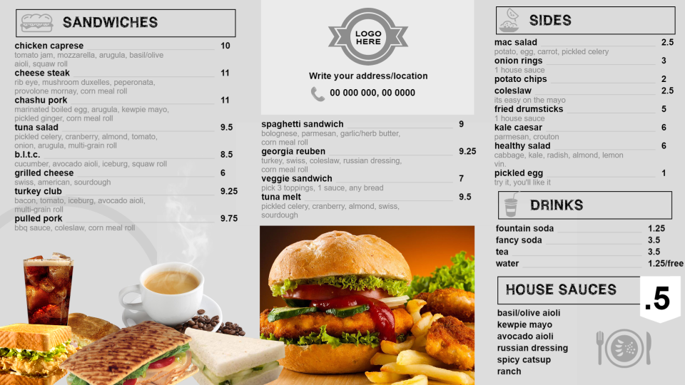 Bakery menu templates