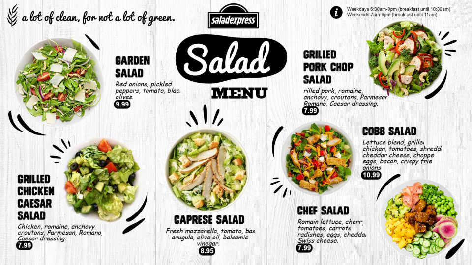 Healthy Salad Menu Template Healthy Salad Menu Template