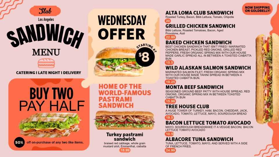 Free Sandwich Restaurant menu Templates
