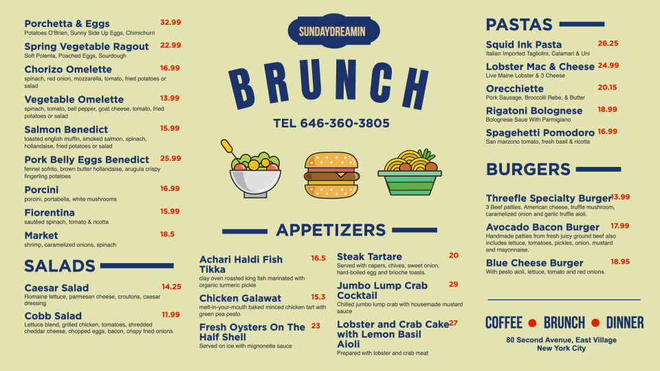 Simple Brunch Menu Design Simple Brunch Menu Design
