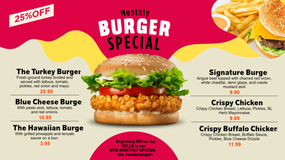Burger Menu Board Design Template Burger Menu Board Design Template