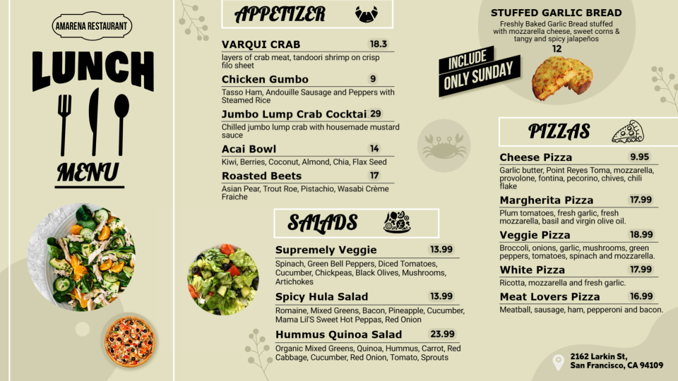 Lunch Menu Template Lunch Menu Template