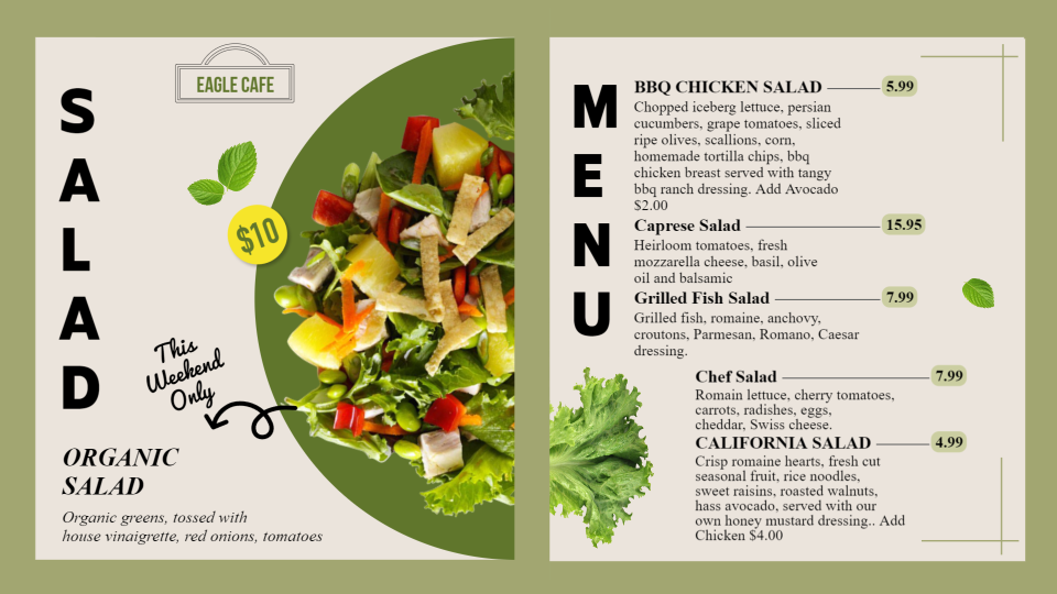 Simple Salad Menu Design Template Simple Salad Menu Design Template