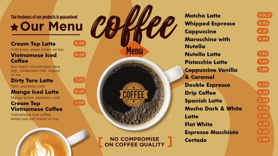Coffee Menu images Coffee Menu images