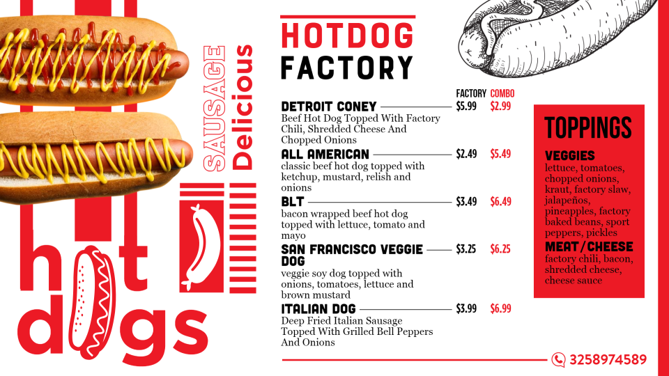 Hotdog Menu Design Idea