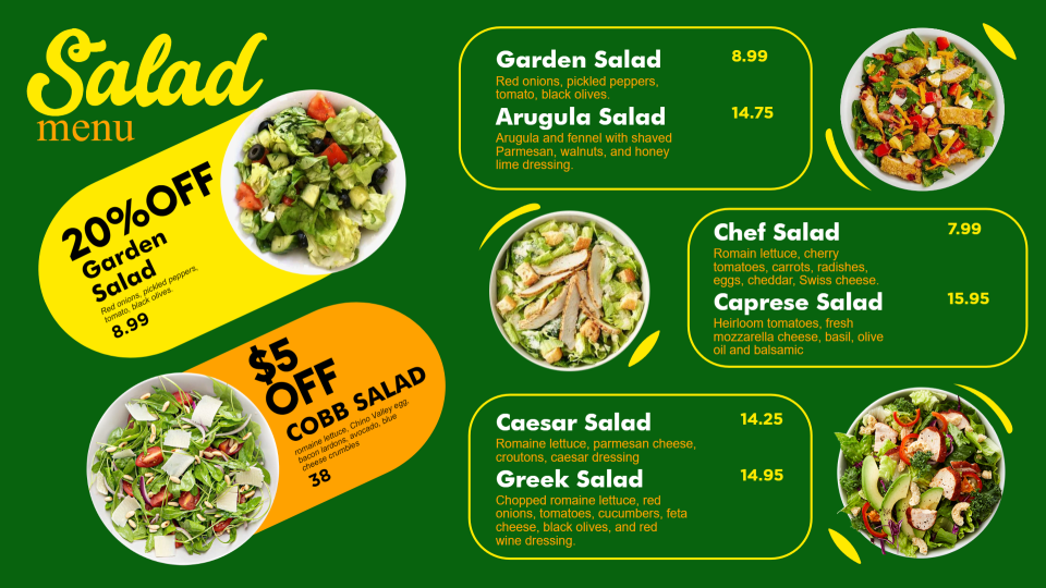 Custom Digital Menu Boards for Restaurant, Cafe, QSR & Fast Food