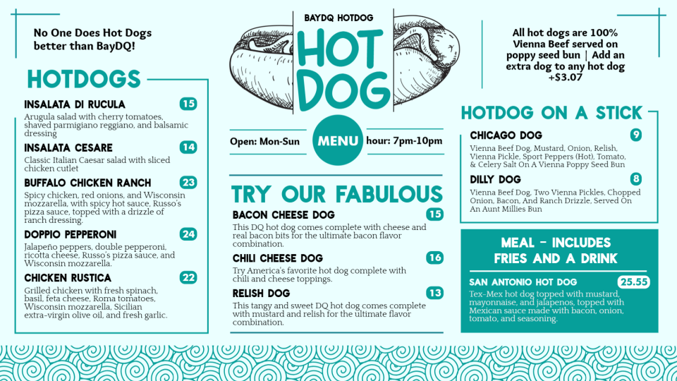 Creative Hotdog Menu Idea Creative Hotdog Menu Idea