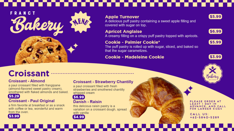 Customizable Bakery Menu Idea Customizable Bakery Menu Idea