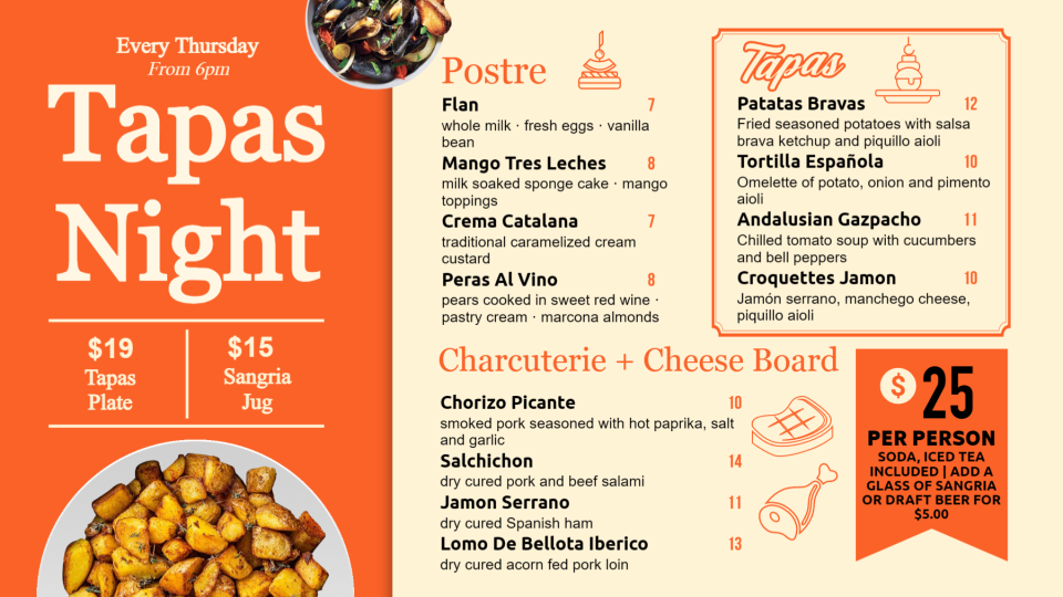 Tapas Menu Idea Tapas Menu Idea