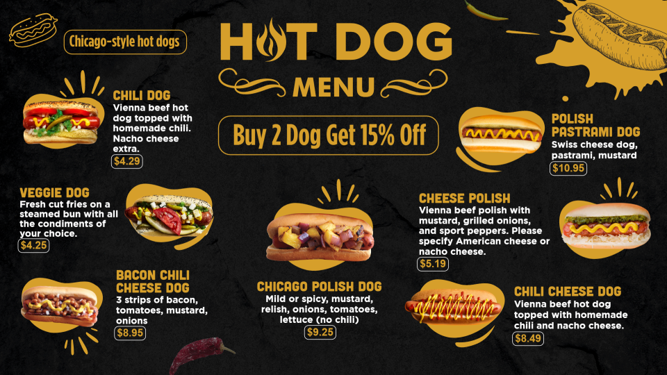 Creative Hotdog Menu Design Idea