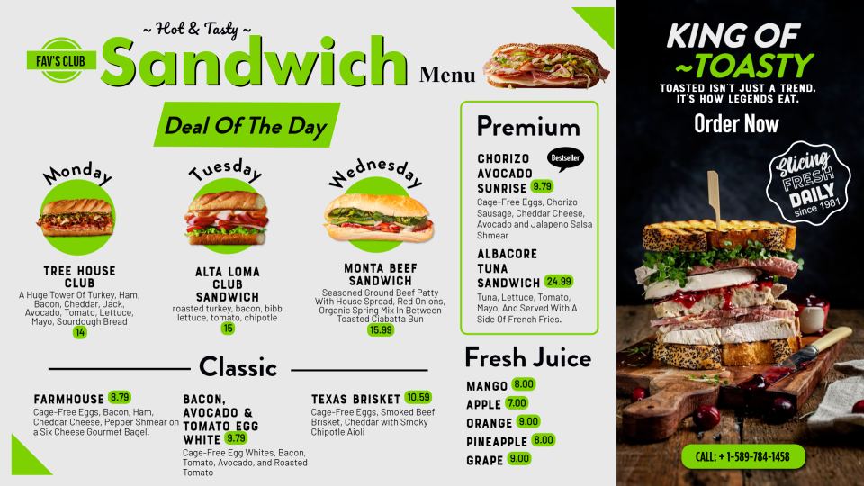 Creative Sandwich Menu Idea