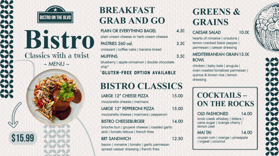 Online Bistro Creative Menu design