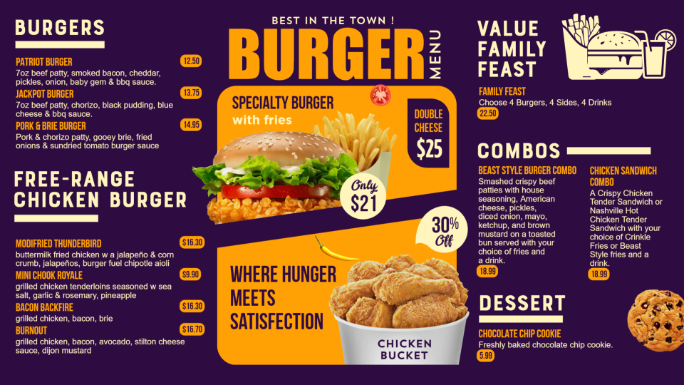 Free Online Burger Menu Template