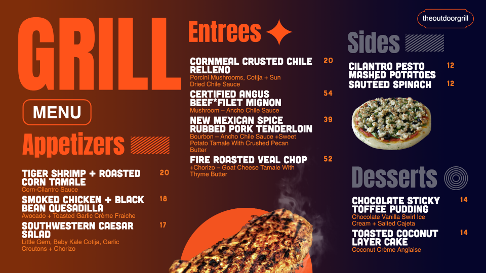 New Grill Design Menu