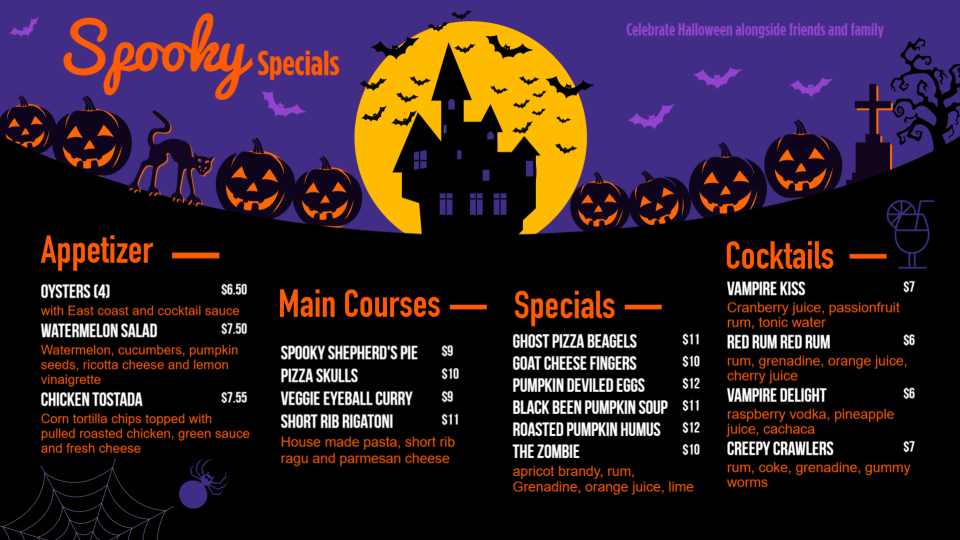 Halloween Special Menu Idea