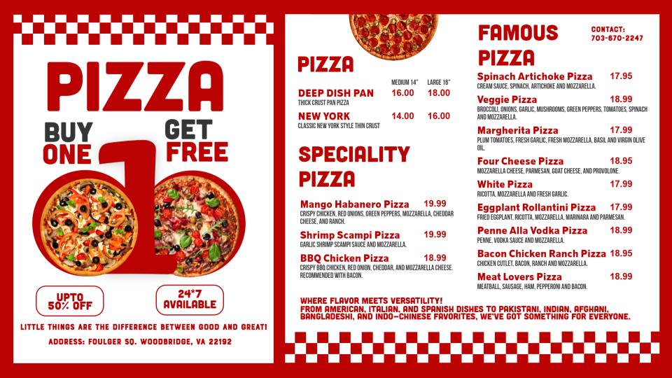 Editable Pizza Menu